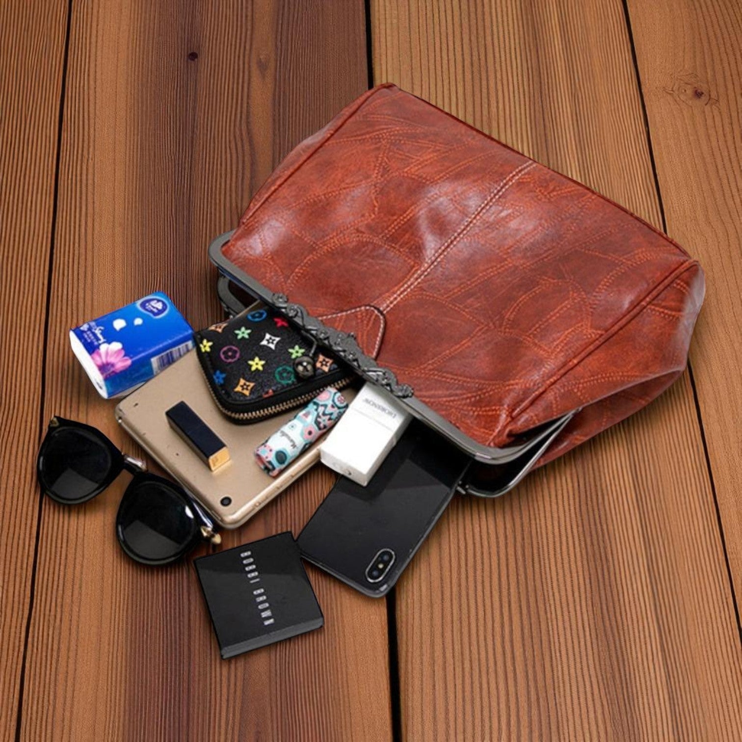 Vintage handtas met slot