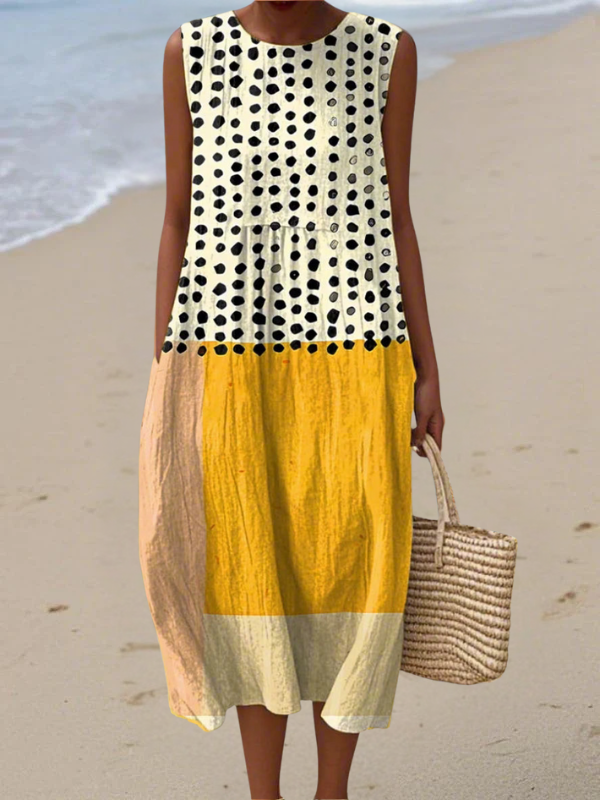 Leah™ Polka Colorblock Midi Jurk