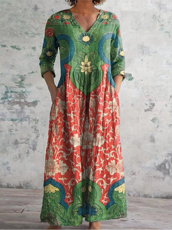 Celestine | Maxi jurk met vintage bloemenprint