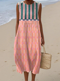 Lily Gestreepte pastelkleurige midi-jurk