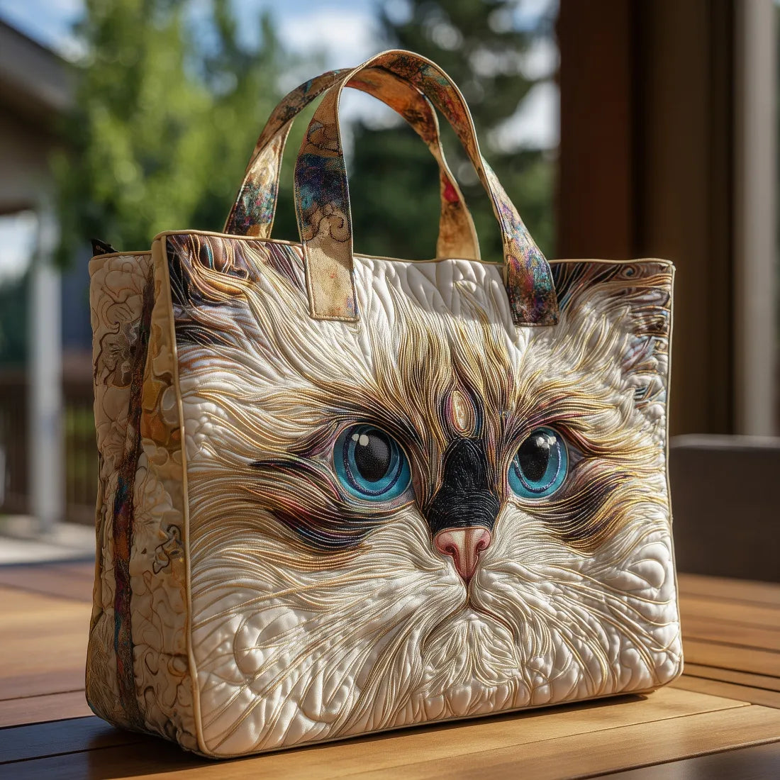 Gewatteerde Tas Witte Kat met Blauwe Ogen