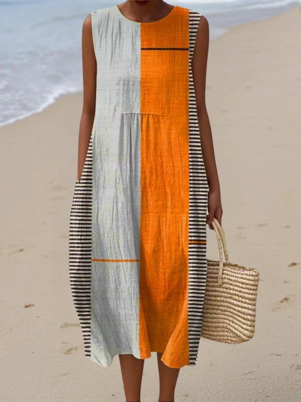 May Kleurblok Midi Jurk