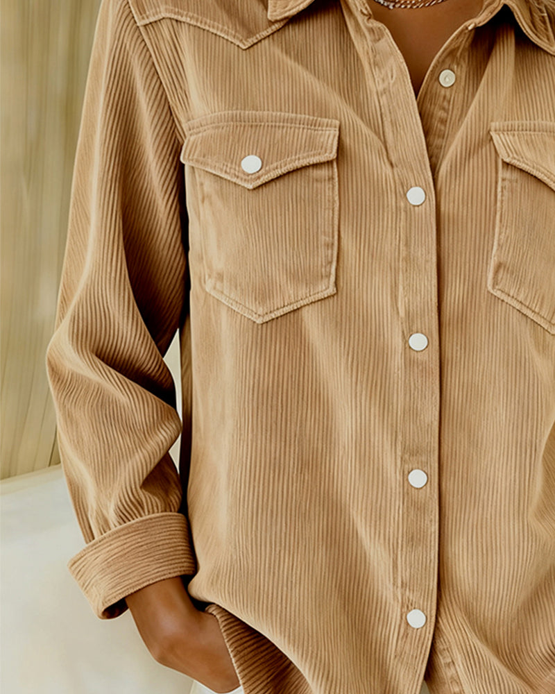 Modieuze Blouse met Revers en Knopen