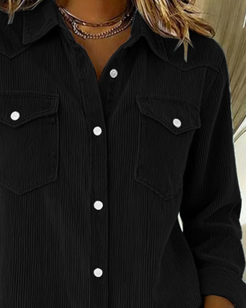 Modieuze Blouse met Revers en Knopen