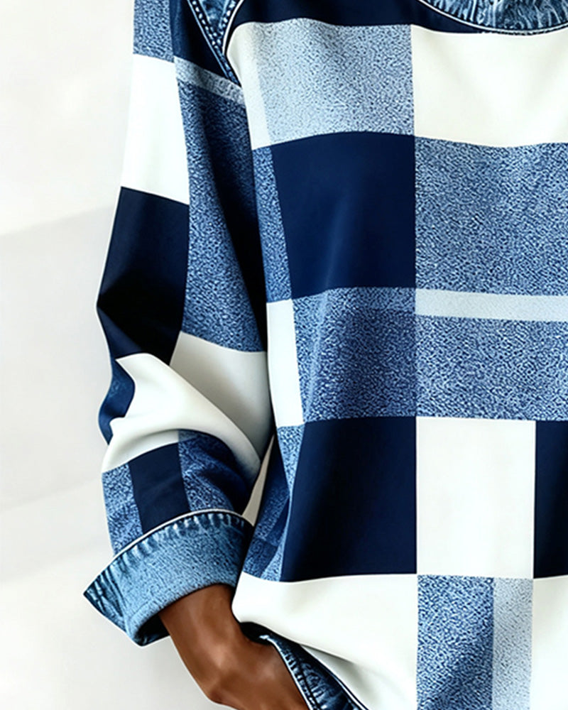Trui met Ruit Patchwork en Contrastkleur
