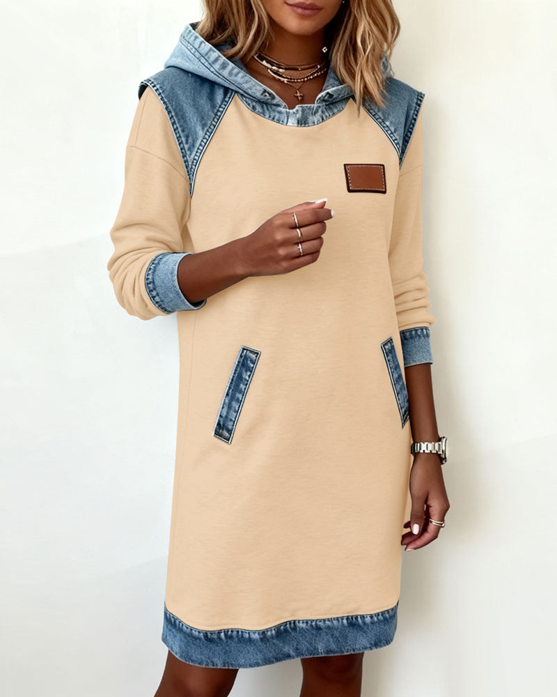 Hoodiejurk met contrasterende details