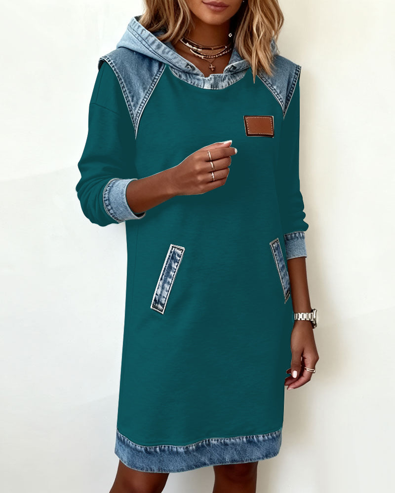 Hoodiejurk met contrasterende details
