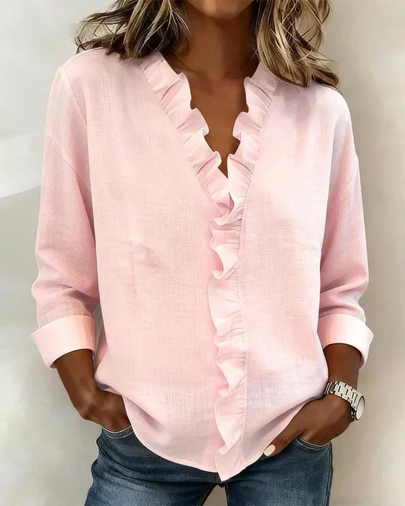 Isa - V-Hals Blouse met Ruches