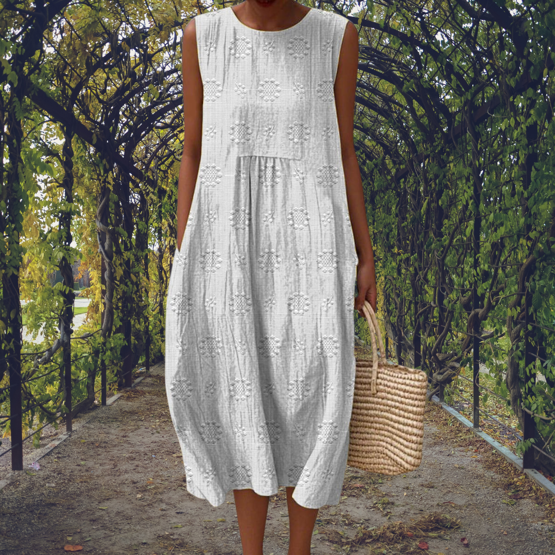 Laura – Elegant Mouwloze Jurk met Zakken
