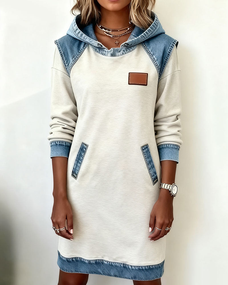 Hoodiejurk met contrasterende details
