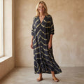 Bo - Boho Gestreepte Jurk met Lange Mouwen