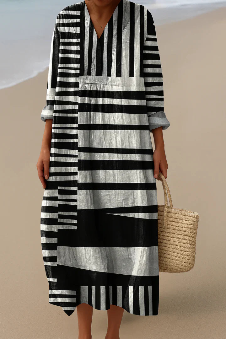 ELARA™ | MONOCHROME MAXI JURK