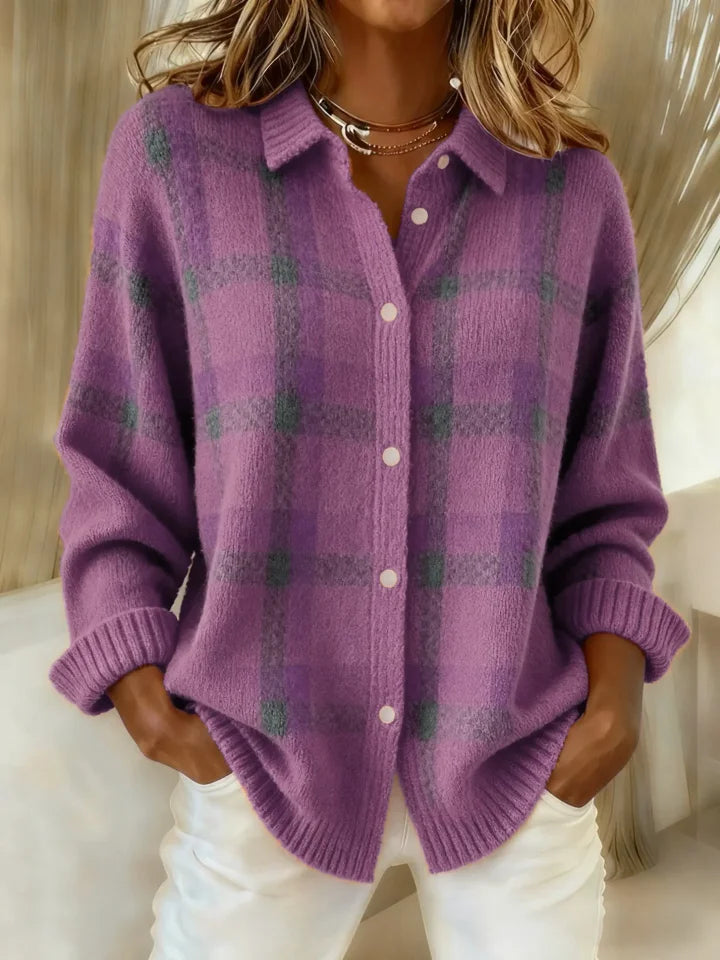 Emily – Geruite Gebreide Blouse