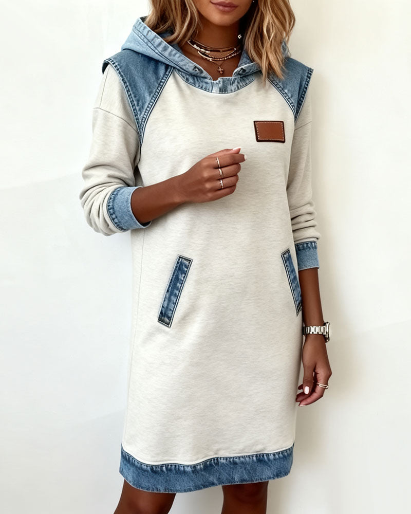Hoodiejurk met contrasterende details