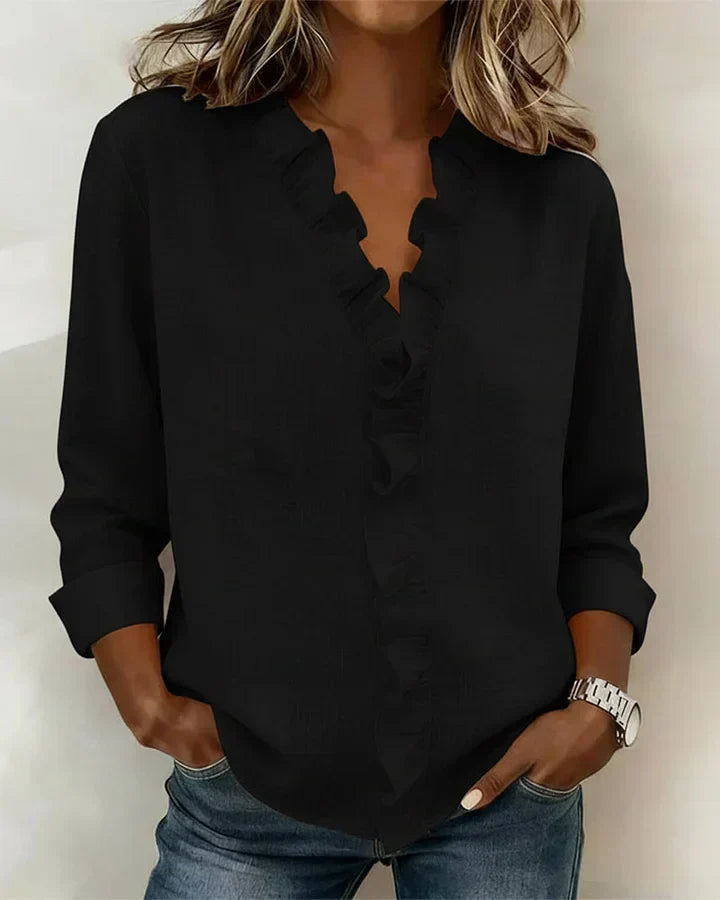 Isa - V-Hals Blouse met Ruches