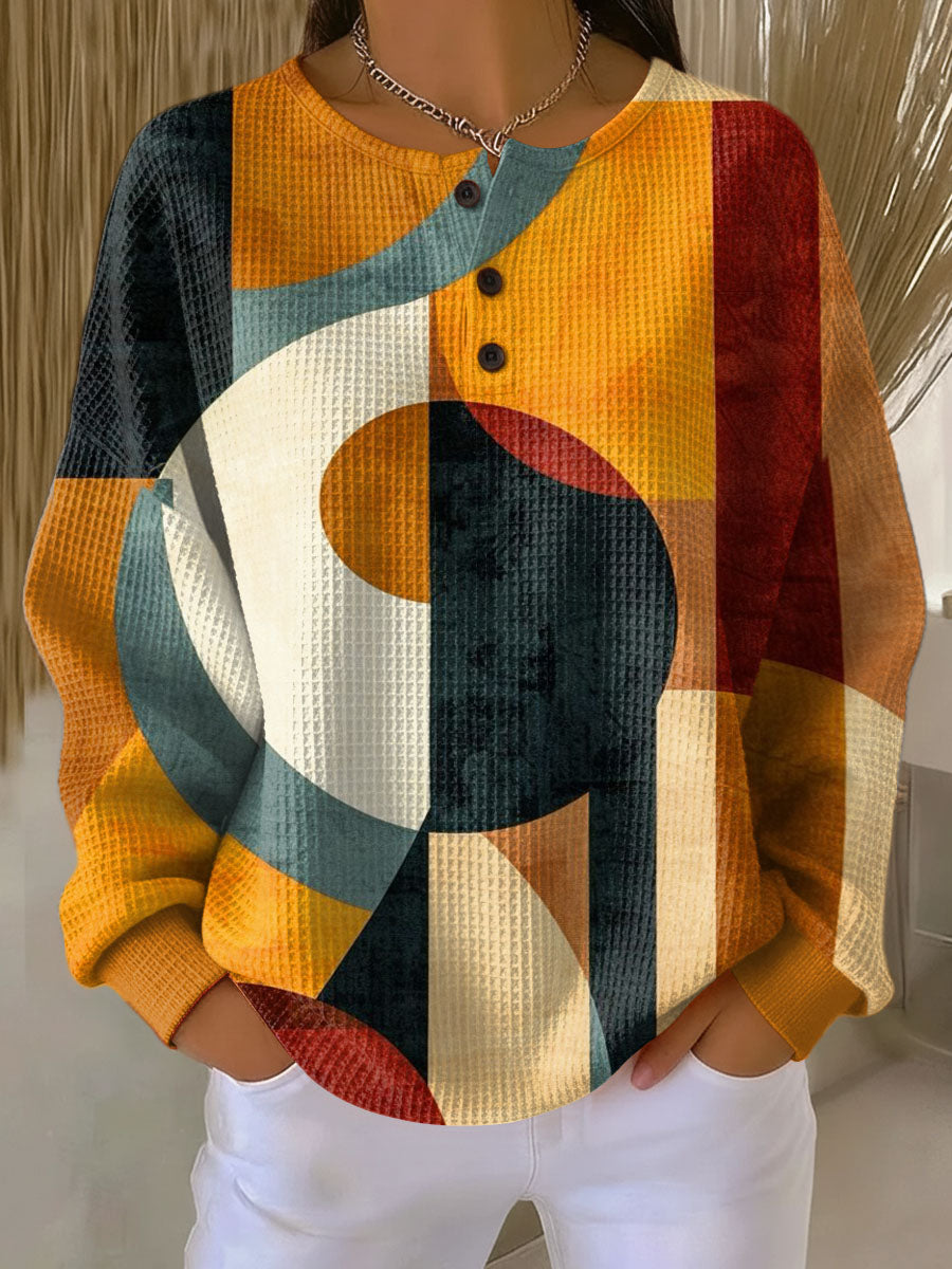 Lærke | Wafeltrui met Geometrisch Patroon
