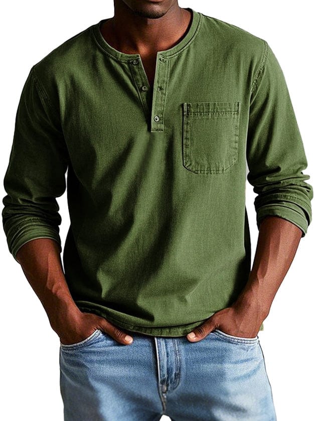 Finn - Vintage Casual Shirt (Legergroen)
