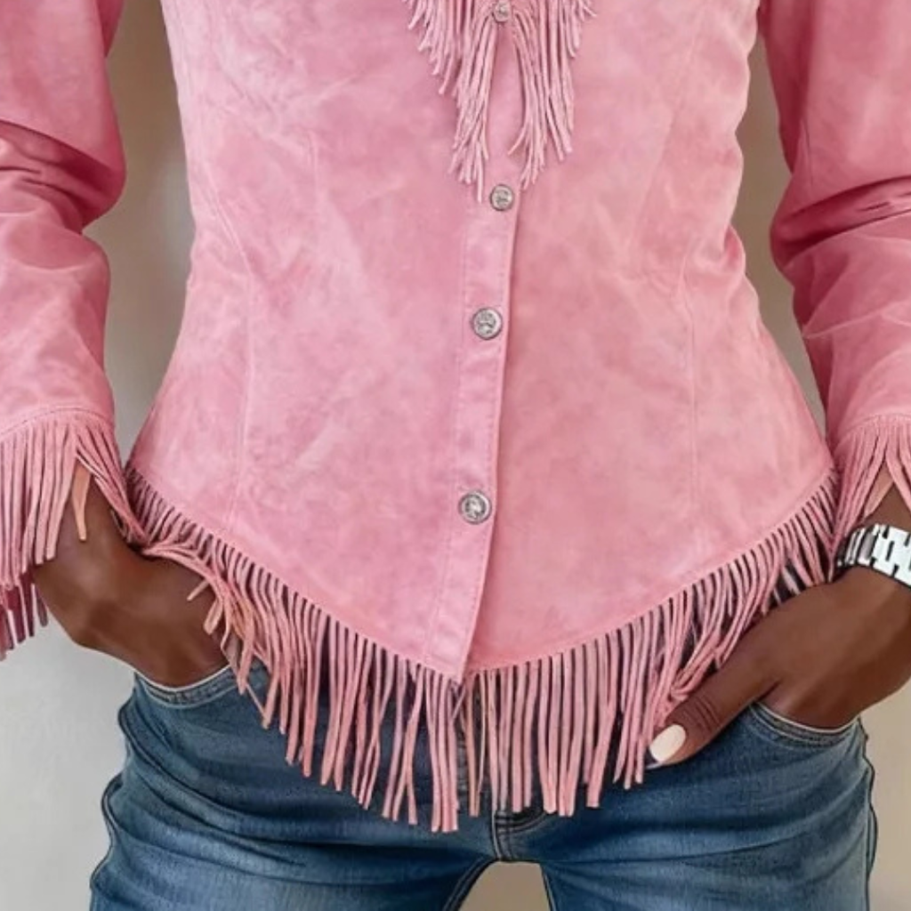 Julia - Franse Suède Blouse met Knopen