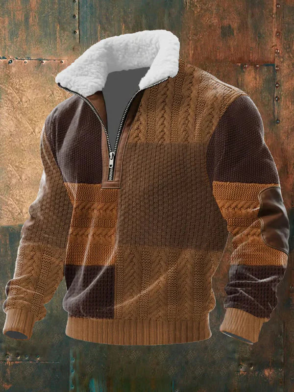 Ron – Gebreide Quarter-Zip Trui met Gevoerde Kraag