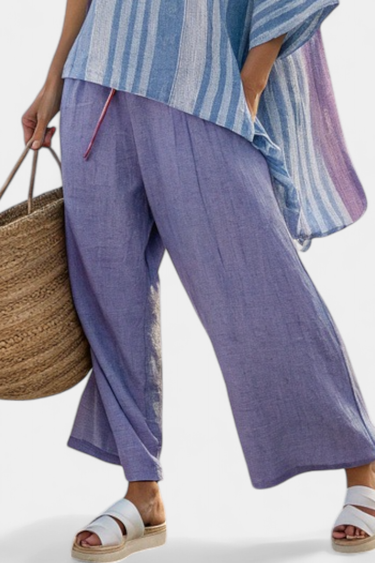 Demi - Elegante Lavendel & Hemelsblauwe Top & Linnen Broek