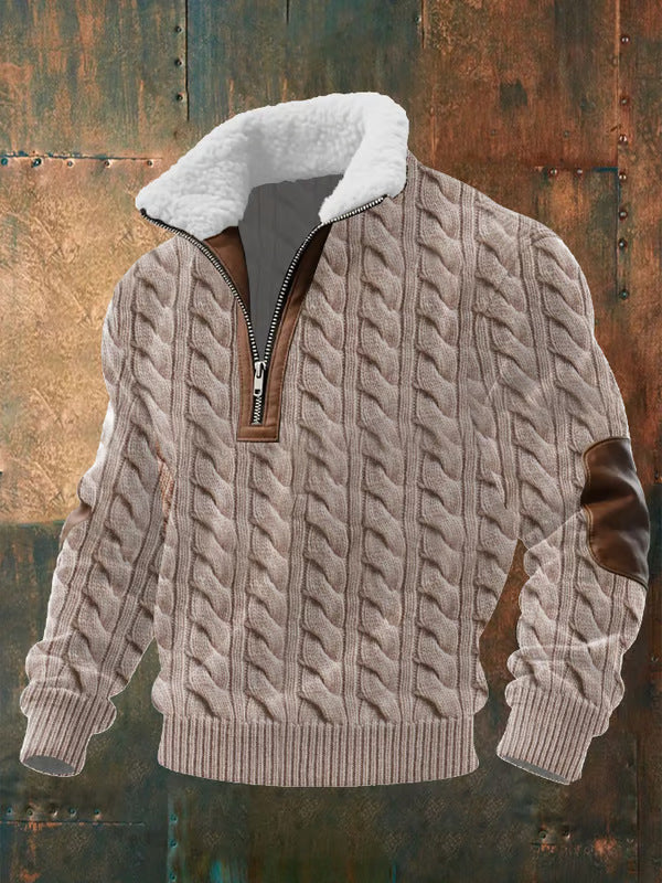 John – Gebreide Quarter-Zip Trui met Gevoerde Kraag