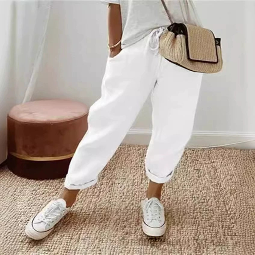 Sofie – Ademende Linnen Pantalon, Casual en Stijlvol (Wit)