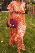Denise - Elegante Lange Jurk met Bloemen