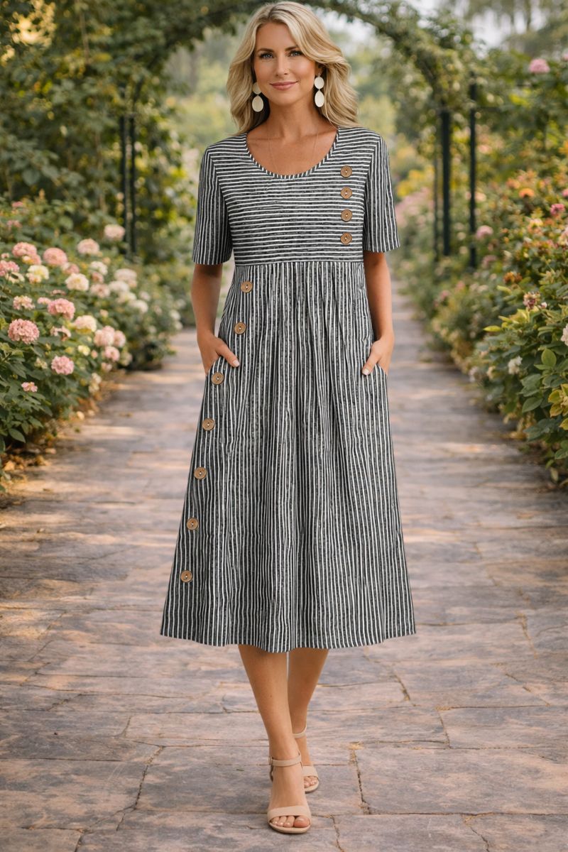 Wanda | Gestreepte Midi-Jurk
