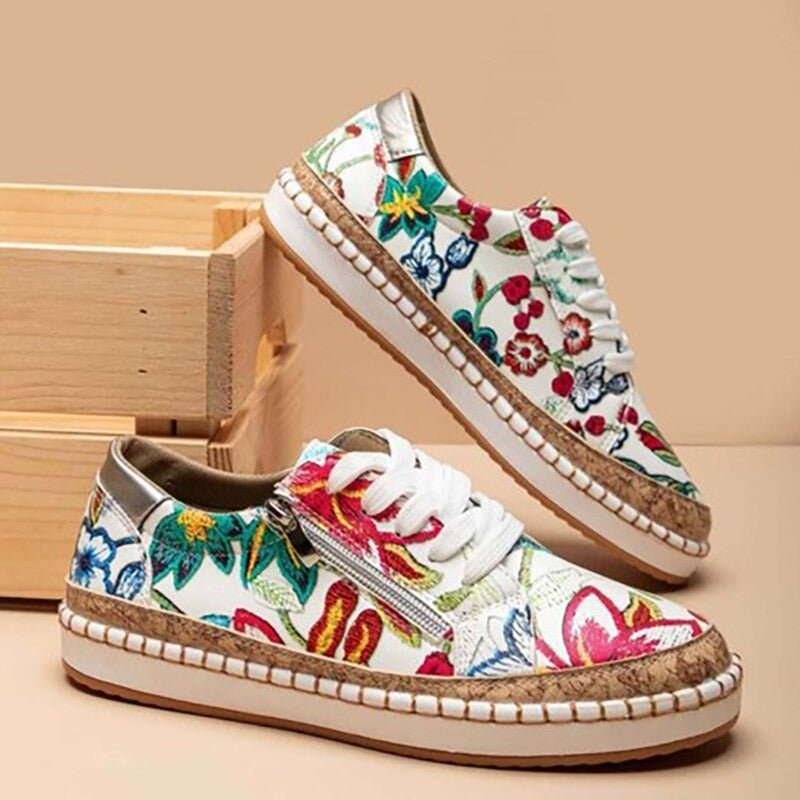 FLORIANA | Orthopedische Sneakers met Uniek Vintage Bloemontwerp