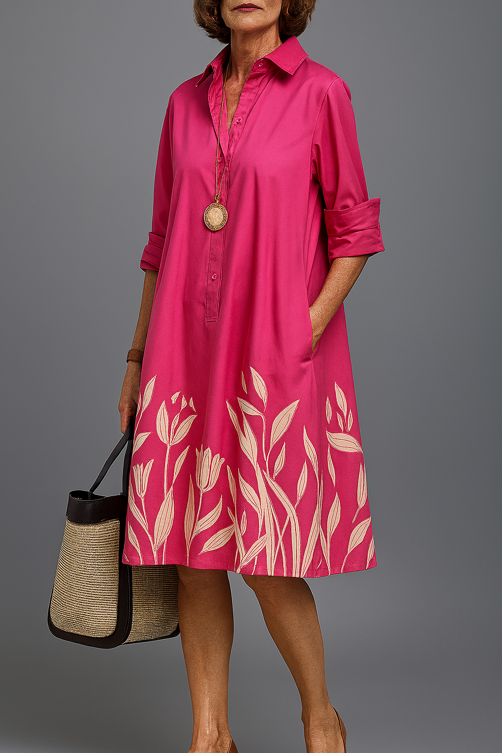 Grace | Stijlvolle midi-jurk met zonwerende kraag