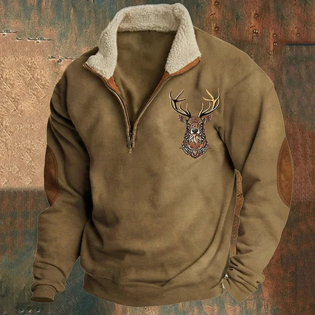 Roan | Pull Demi Zip Brodé Casual