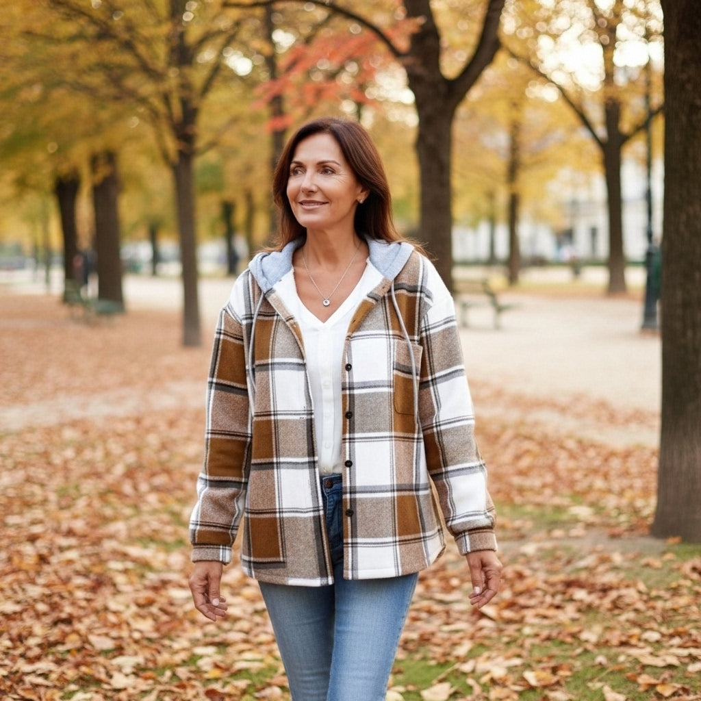 Isaline - Plaid Hooded Cardigan