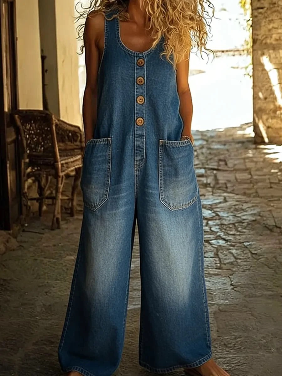 Lenna – Vintage Katoenen Denim Jumpsuit