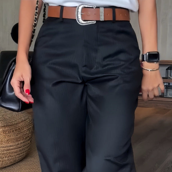 Anne - Elegante Figuurflatterende Broek met Strepen