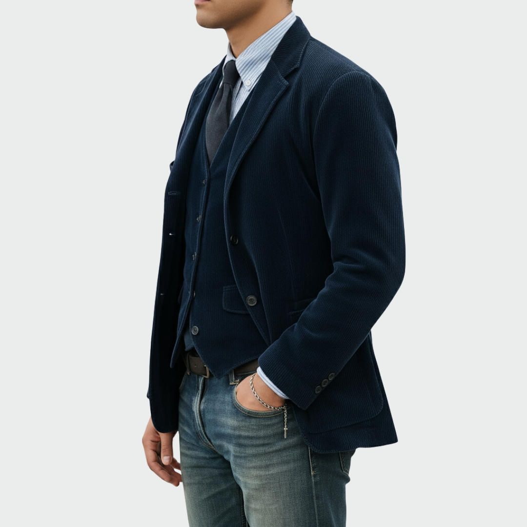 Tommy | 2-delige set: Blazer en Gilet van Fluweel